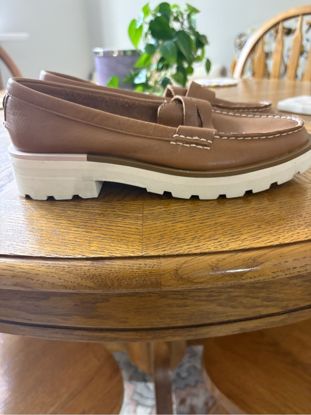Sperry Leather Penny Loafers with White Sole